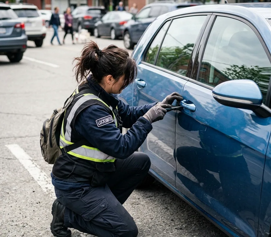 Sam Okafor at work on a car door
